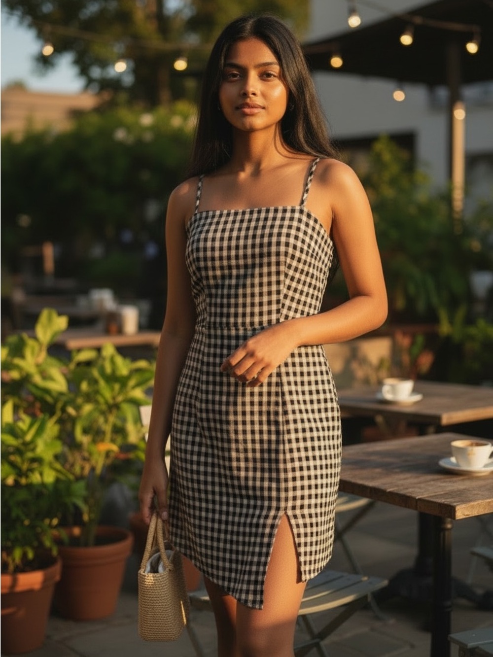 NWT Princess Polly Navy Gingham Spaghetti Strap Mini Dress 2